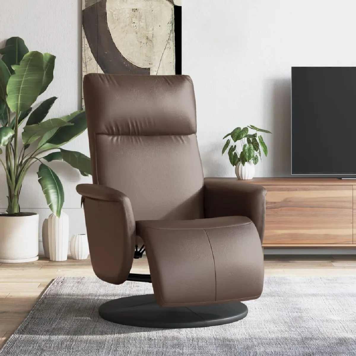 VIDAXL - Fauteuil de relaxation - Réglable avec repose-pieds - Marron - Image 3