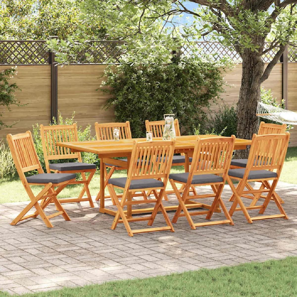 vidaXL Chaises de jardin pliantes avec coussin Bois d'acacia - vue 2