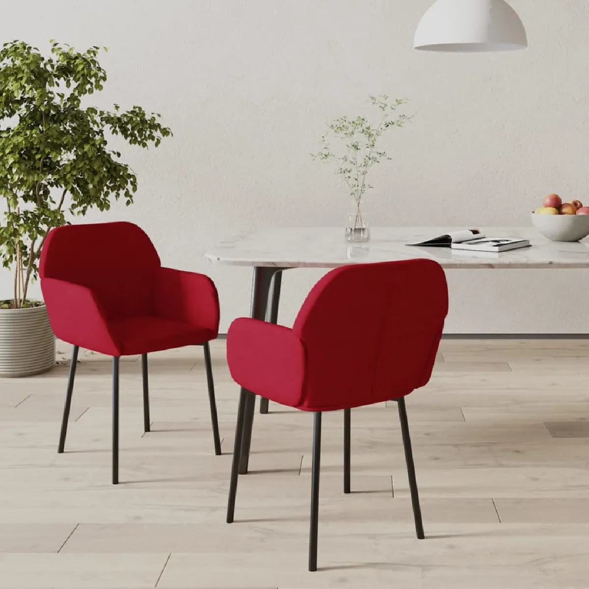 VIDAXL - Chaise - Lot de 2 - 76 cm - Rouge - Image 2