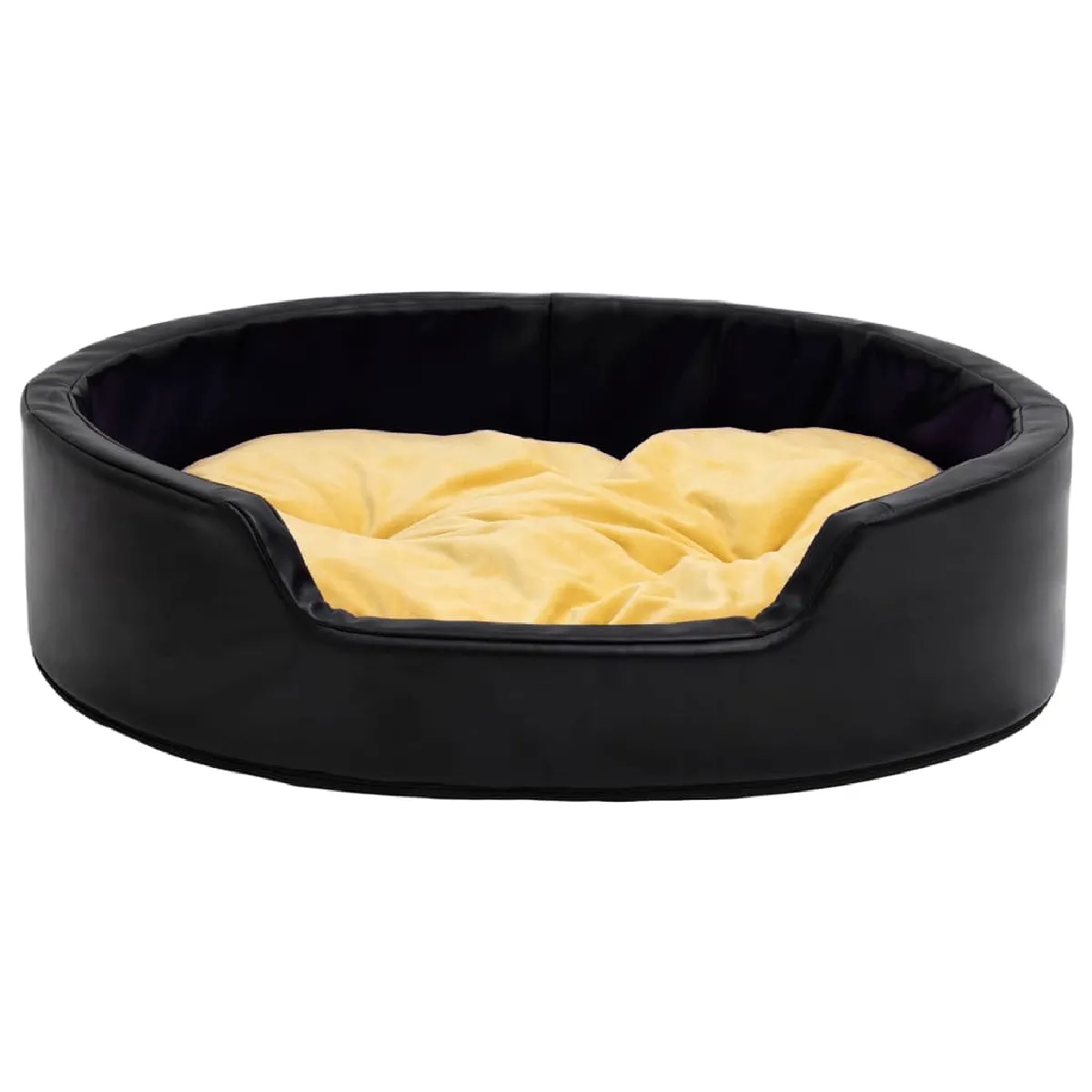 Comparer les prix de Lit pour chiens et jaune 99 x 89 x 21 cm Peluche et similicuir noir 02_0043237