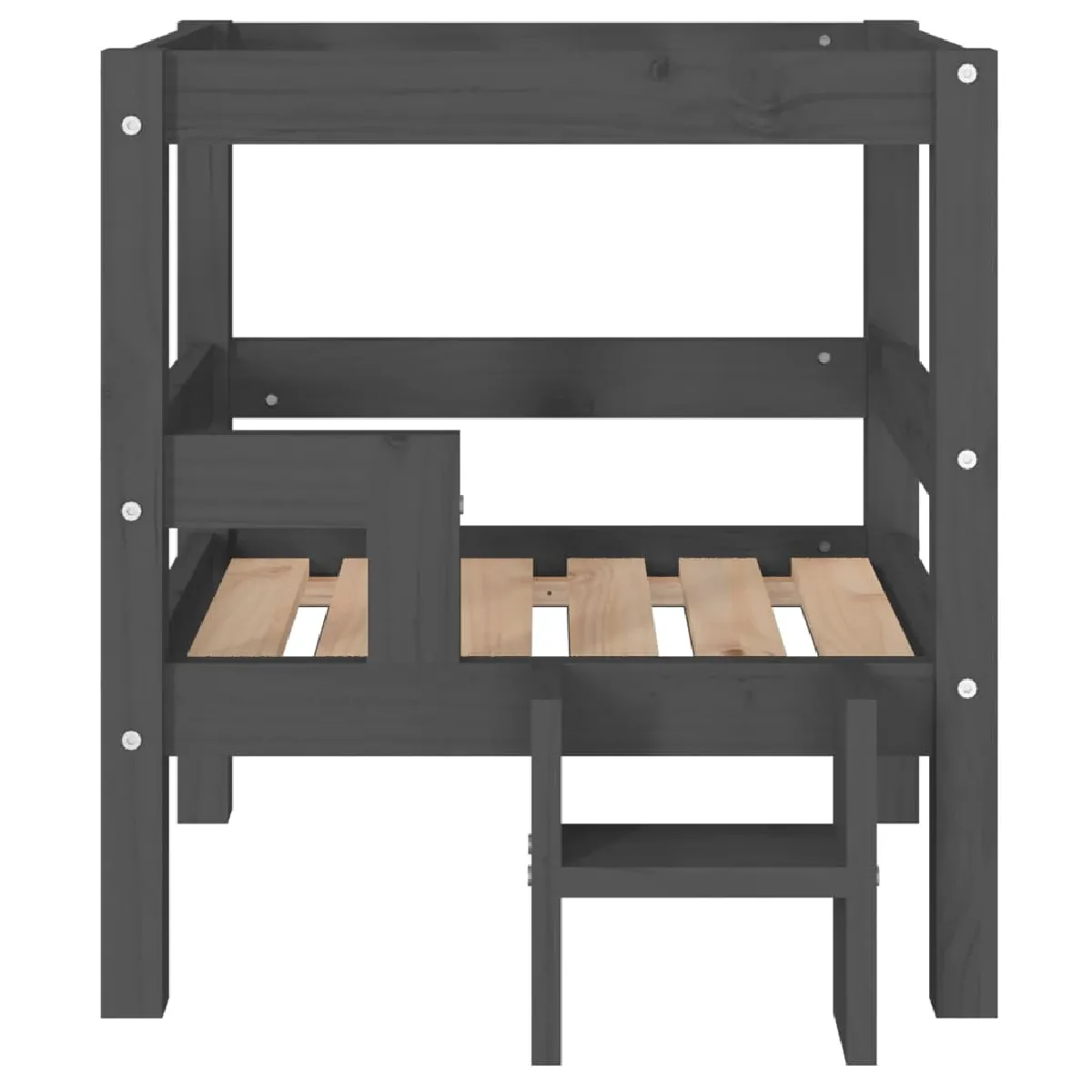 Lit pour chien panier canapé confortable 55,5 x 53,5 x 60 cm bois de pin solide gris 02_0042711