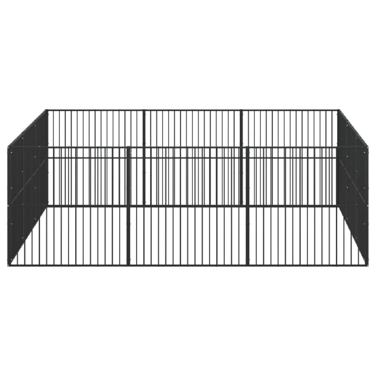 Comparer les prix de Parc pour chien 12 panneaux acier galvanisé noir 02_0043606