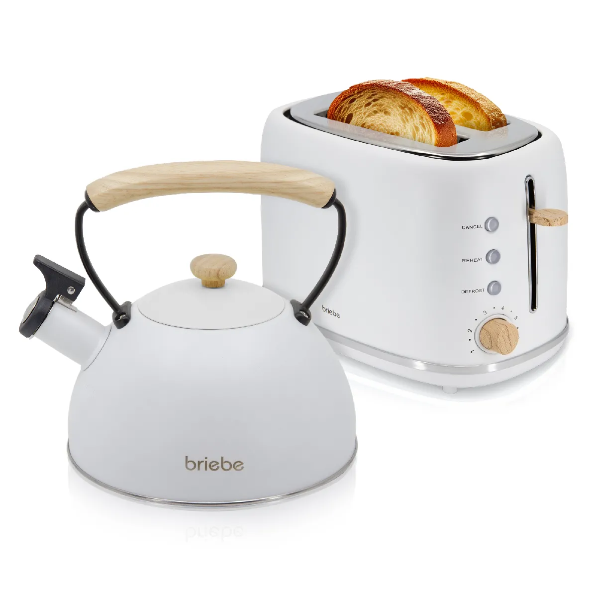 Briebe Blanc Set Petit-Déjeuner Grille-Pain + Bouilloire