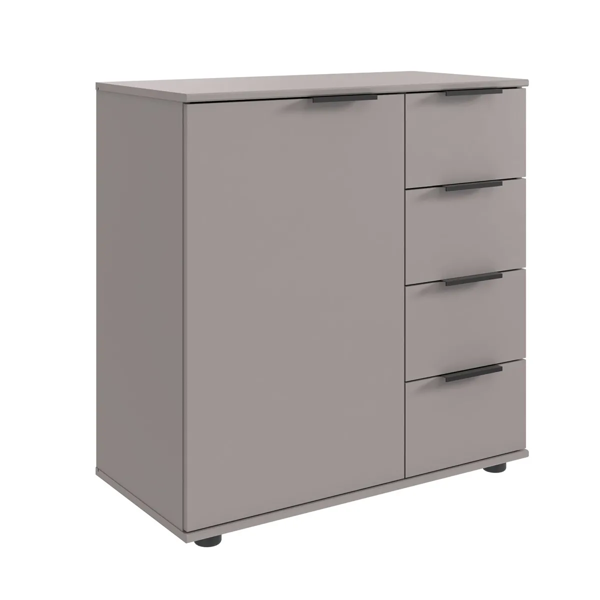 Commode combinée, meuble de rangement coloris Gris, rechampis graphite - Longueur 81 x Hauteur 83 x Profondeur 41 cm