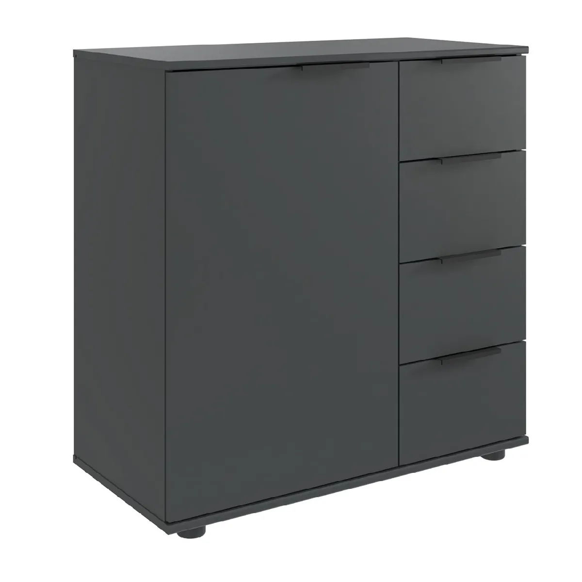 Commode combinée, meuble de rangement coloris graphite, noir - Longueur 81 x Hauteur 83 x Profondeur 41 cm
