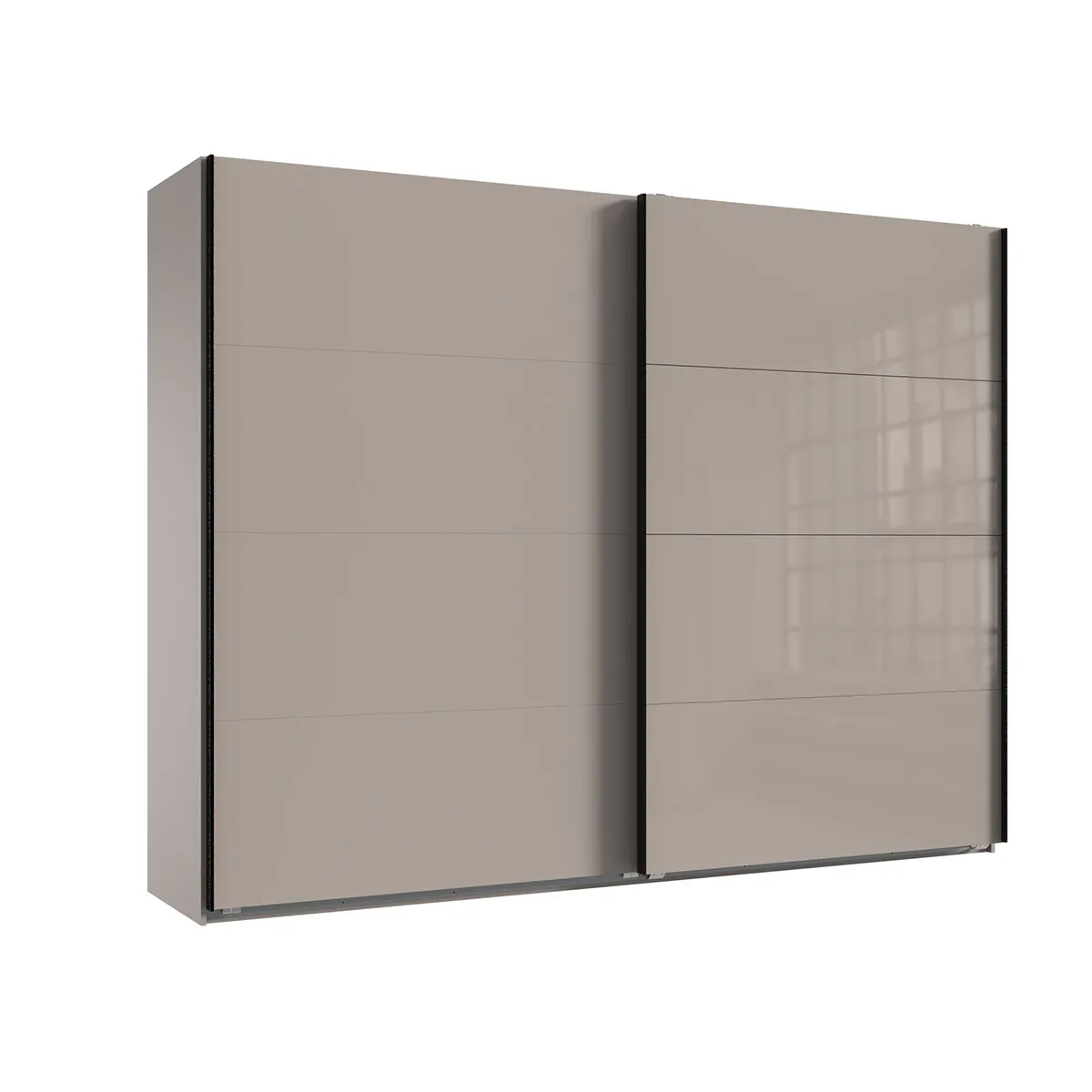 Pegane Armoire Coulissante - Gris/Verre/Graphite