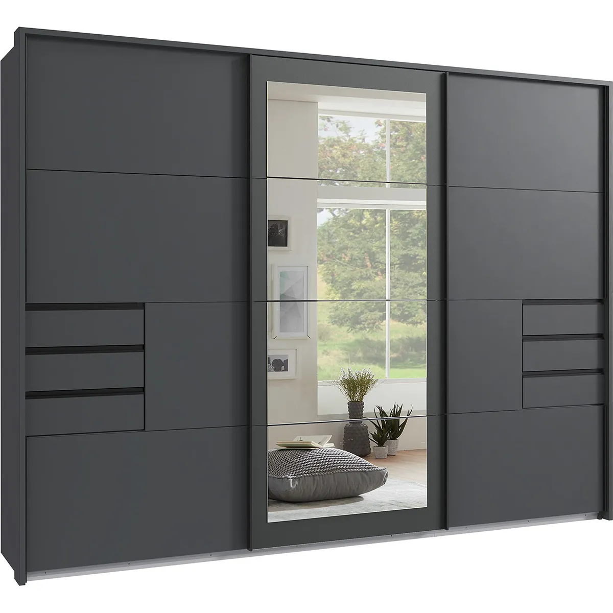 Pegane Armoire Portes Coulissantes - Graphite