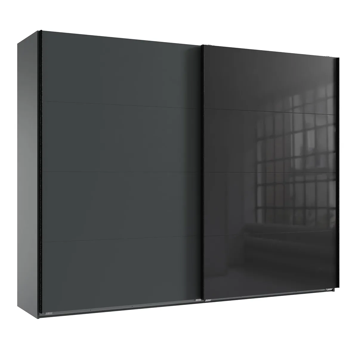 pegane Armoire à portes coulissantes - Graphite Noir