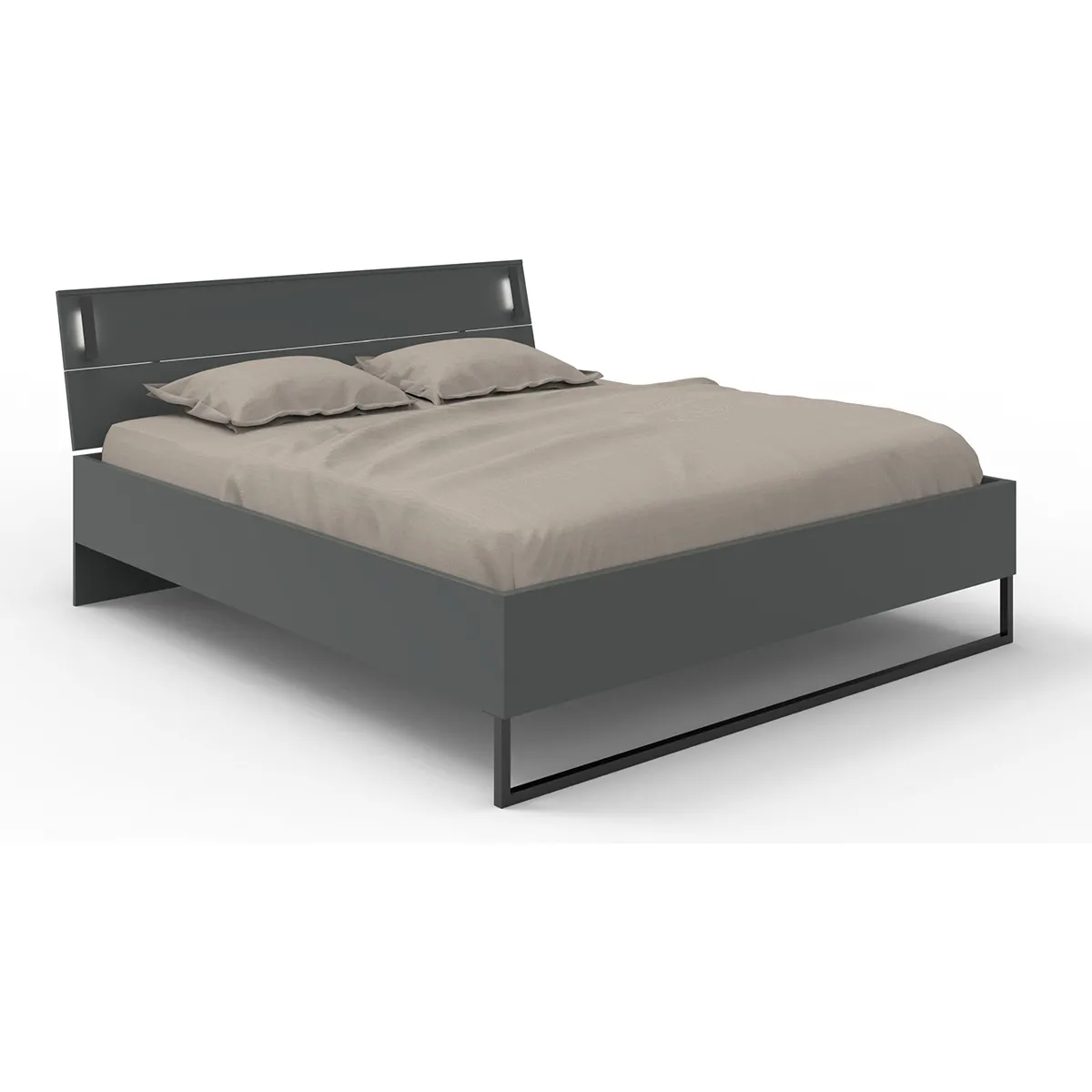 Pegane Lit adulte Graphite/Verre noir