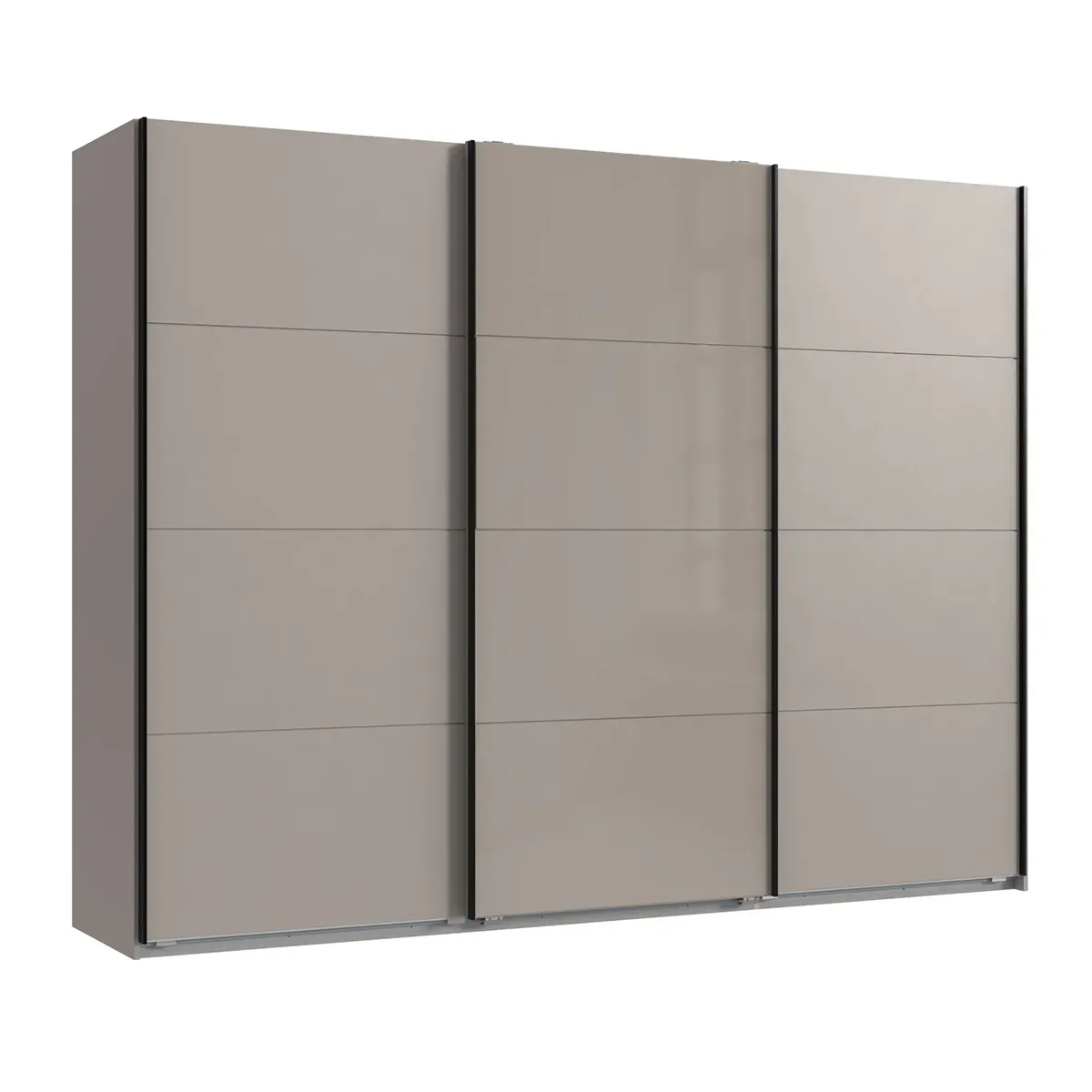 Armoire à portes coulissantes coloris Gris et verre gris, graphite -Longueur 270 x Hauteur 208 x Profondeur 65 cm