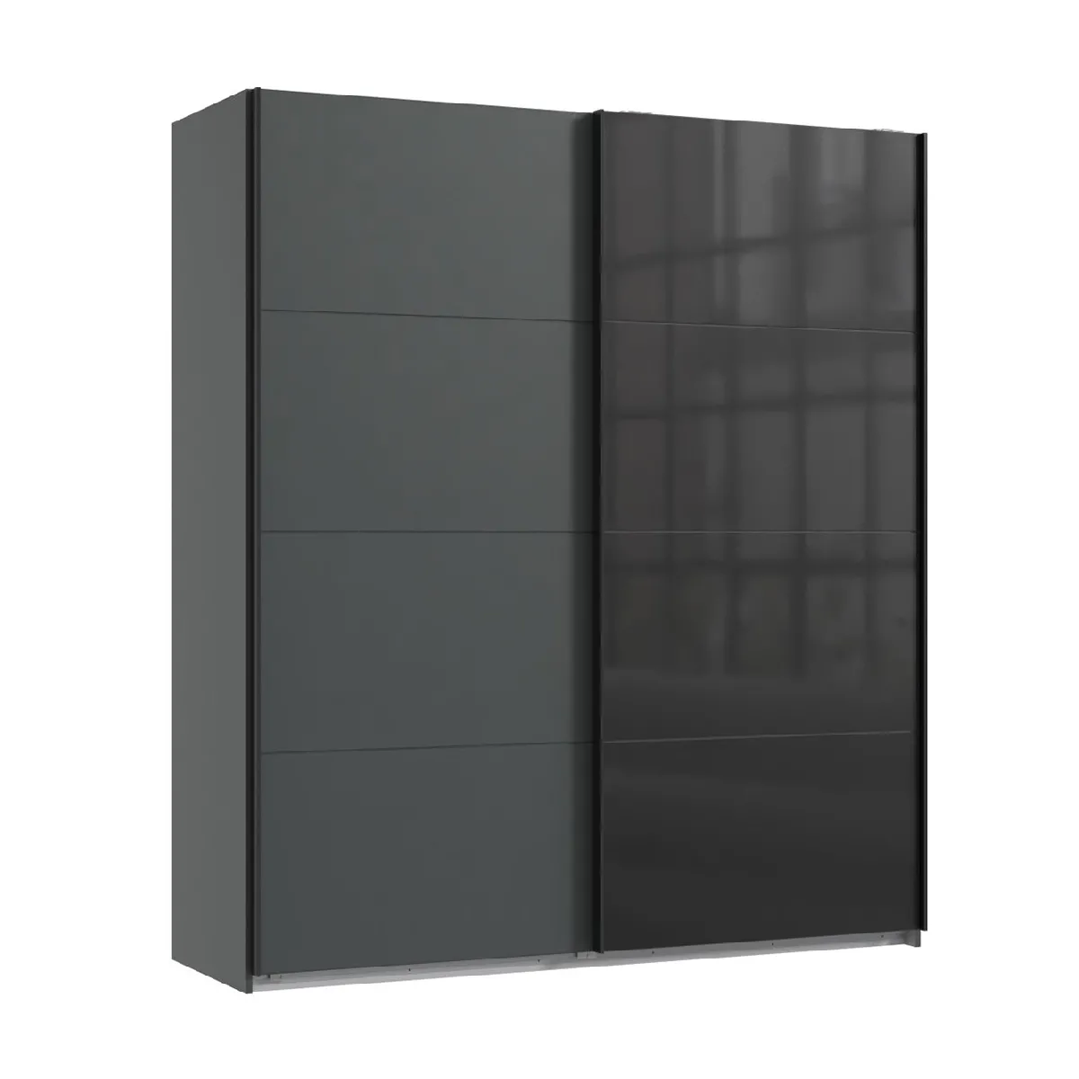 pegane Armoire à portes coulissantes - Graphite Noir
