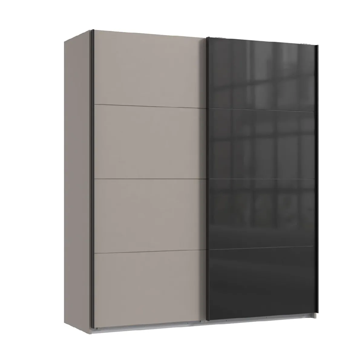 pegane Armoire à portes coulissantes - Gris Noir