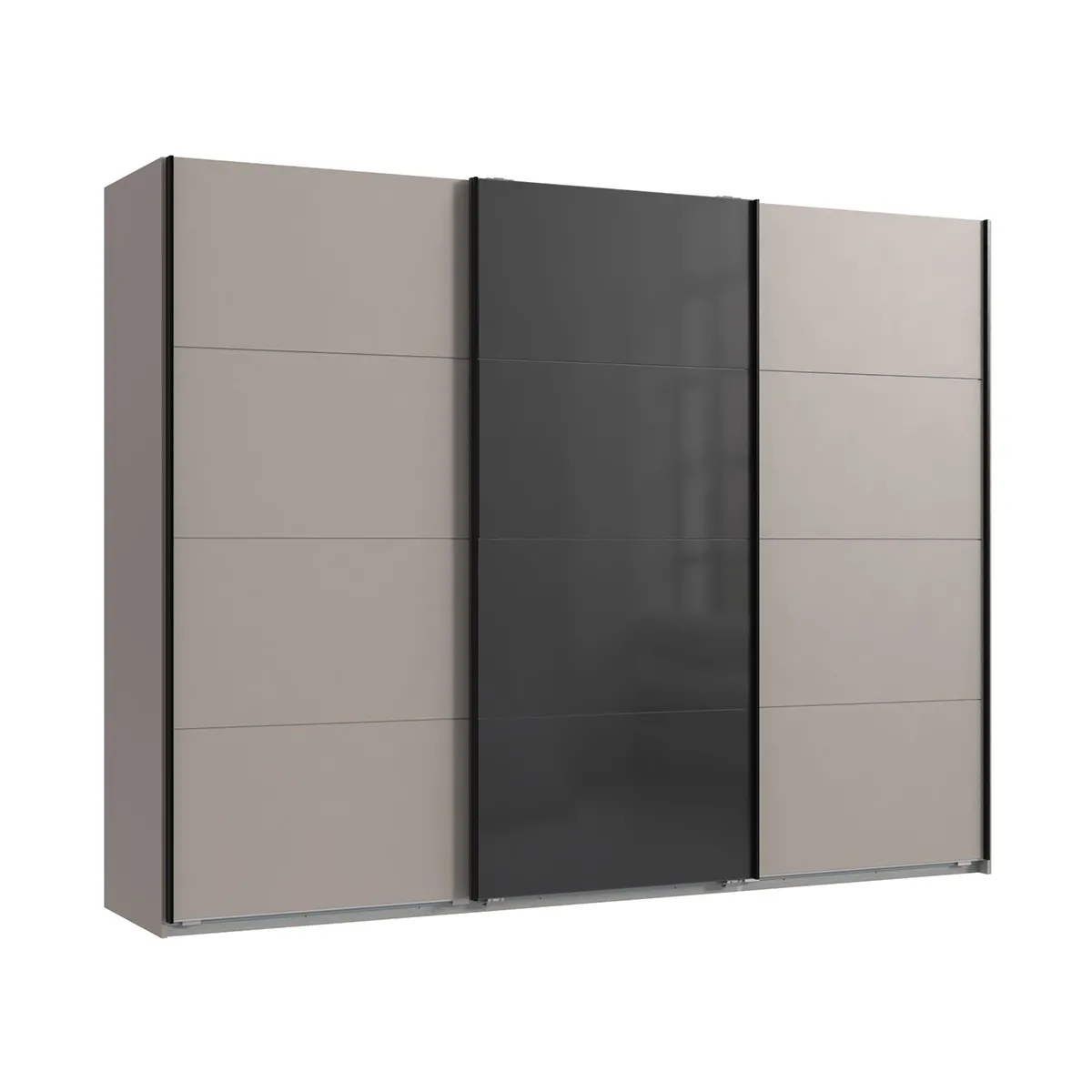 pegane Armoire à portes coulissantes - Gris Noir