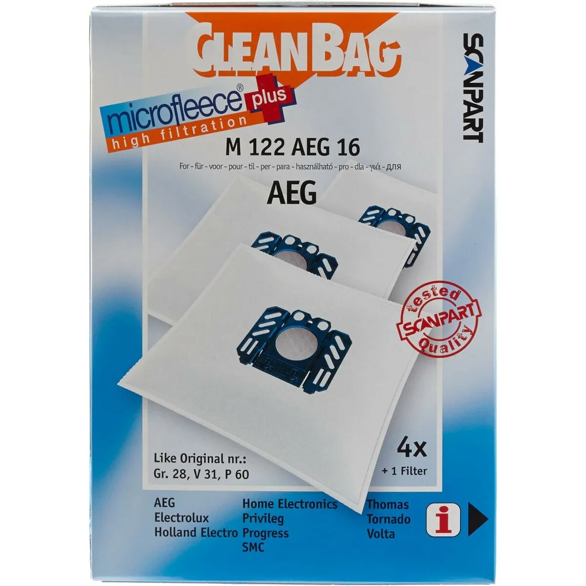 SCANPART Sac de Rechange pour Aspirateur  M 122 AEG 16 AEG ELECTROLUX