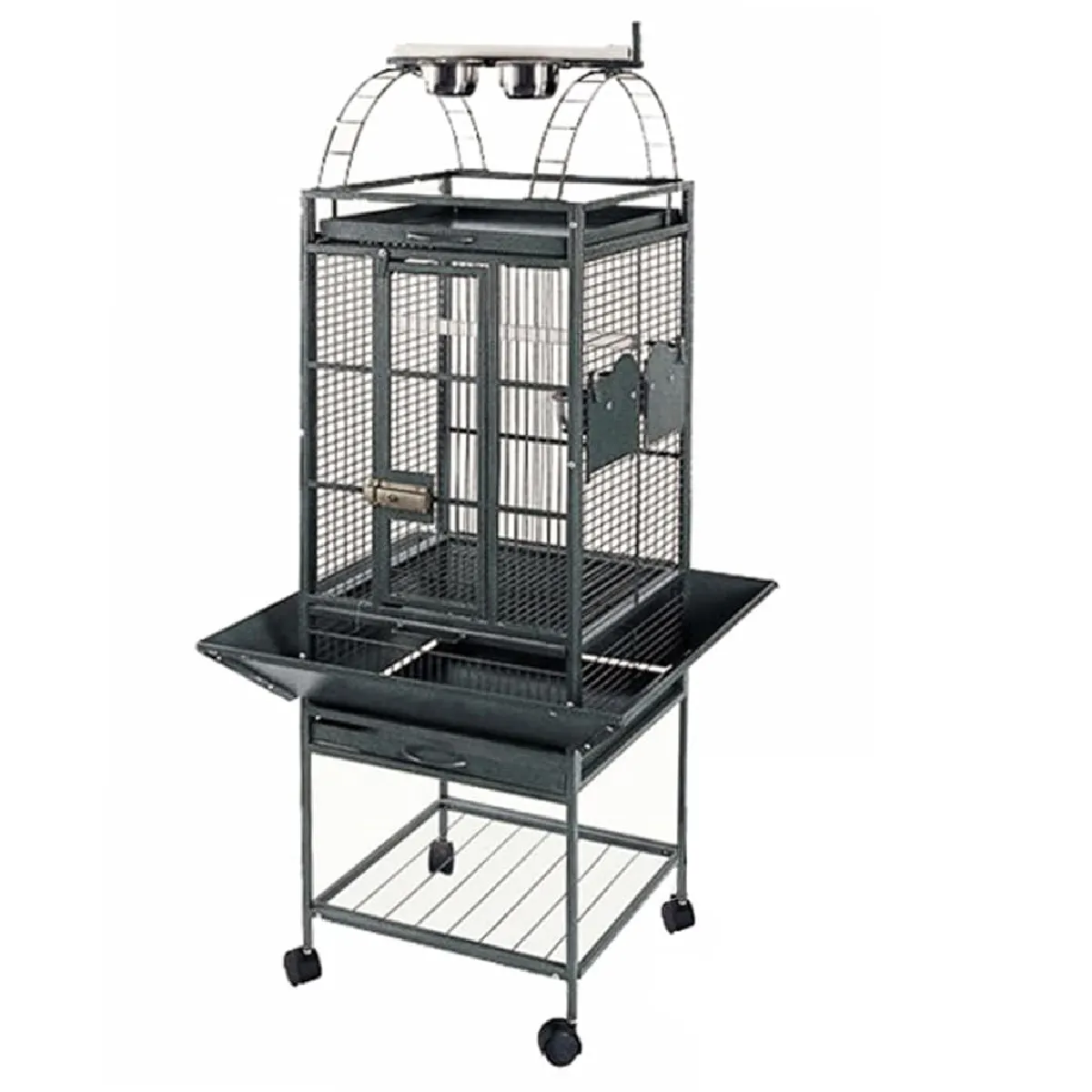 Meilleurs prix pour Cage pour perroquet Villa Helios métallisé 46 x 46 x 149 cm gris 02_0044677