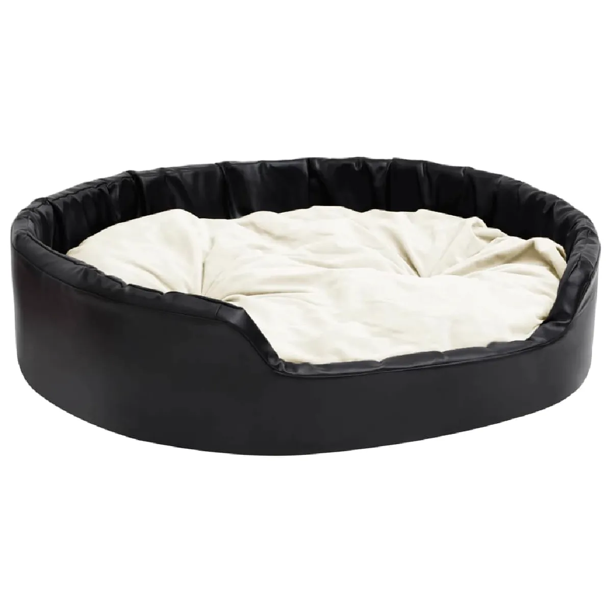 Comparer les prix de Lit pour chiens et beige 99 x 89 x 21 cm Peluche et similicuir noir 02_0043235