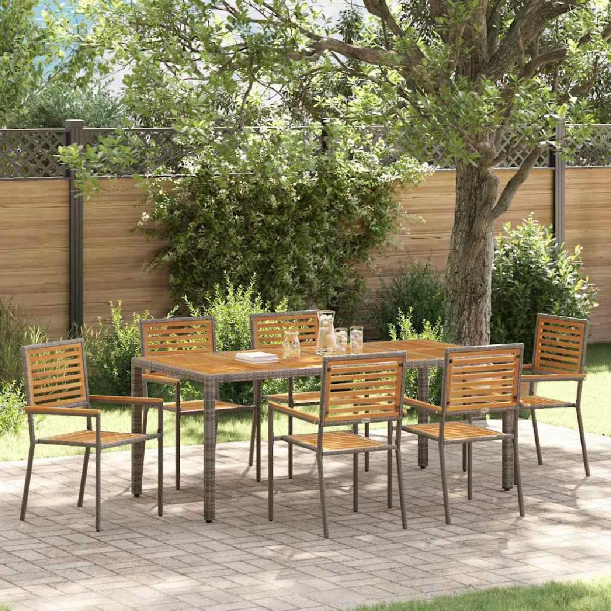 vidaXL Ensemble de salle à manger pour jardin 7 pcs et - vue 7