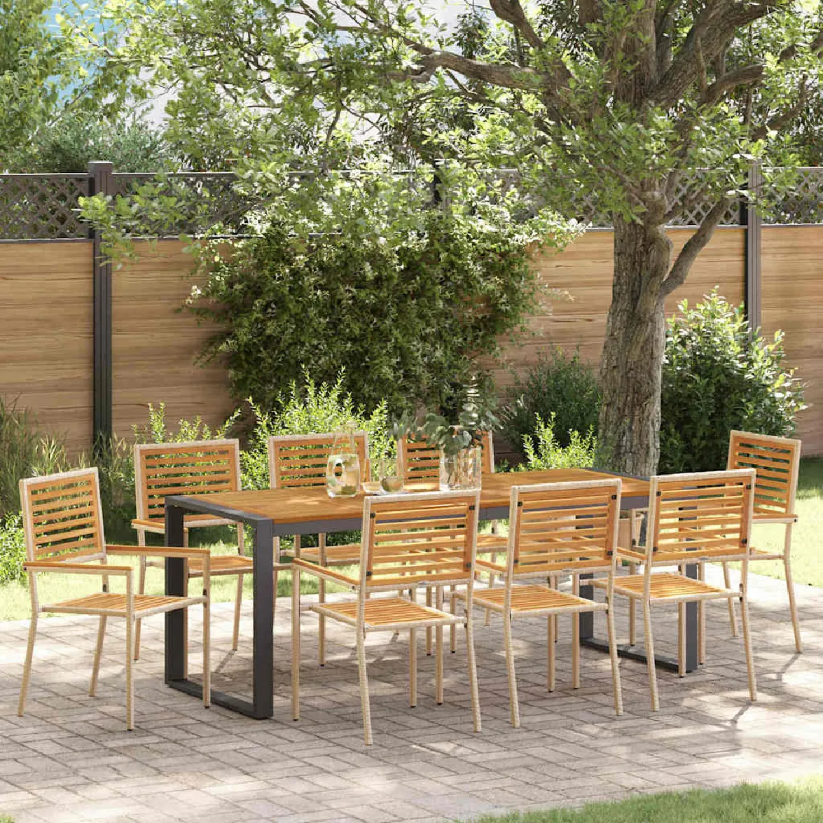 vidaXL Ensemble de salle à manger pour jardin 9 pcs et - vue 6