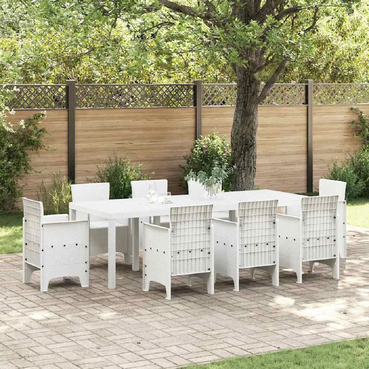 Vidaxl Table de Jardin Blanc 250 x 100 x 73 cm polyrotin
