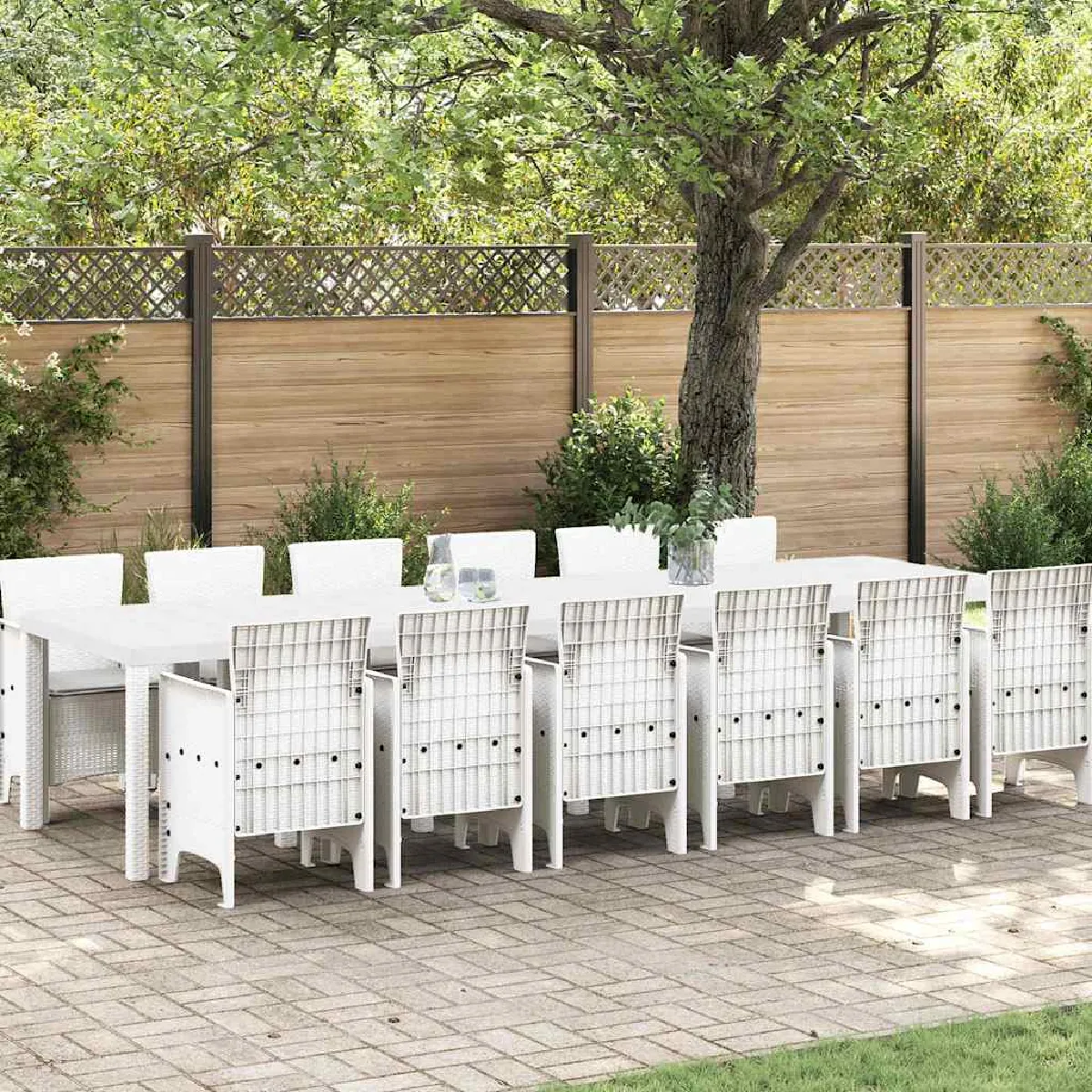 vidaXL Ensemble de jardin de 13 pièces avec coussins en rotin Table de jardin 200x100x73 cm en rotin Table de jardin 150x100x73 cm en rotin Chaises de jardin avec coussins 4 pcs en rotin - vue 9