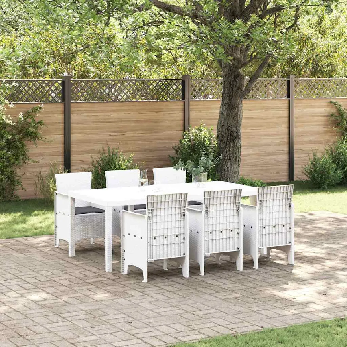 vidaXL Ensemble de salle à manger pour jardin 7 pcs Blanc