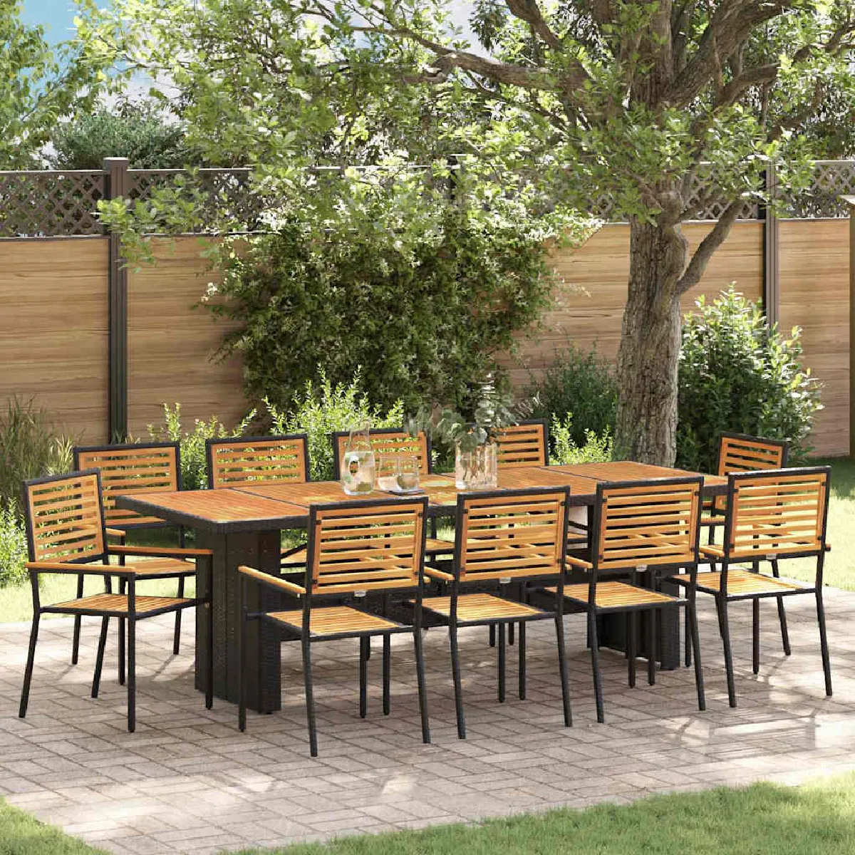 vidaXL Ensemble de Salle à Manger de Jardin Poly Rotin - vue 6