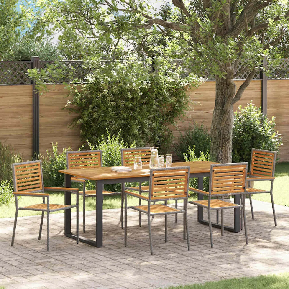 vidaXL Ensemble de salle à manger de jardin 7 pièces en aluminium moulé - vue 10