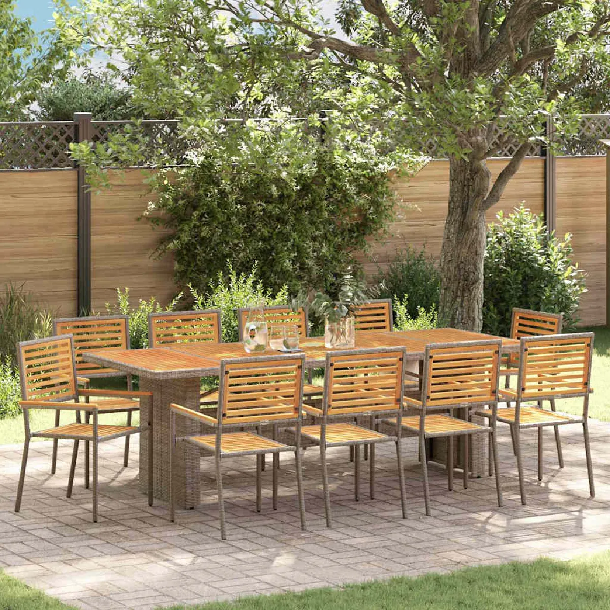 vidaXL Ensemble de Salle à Manger de Jardin Poly Rotin - vue 8