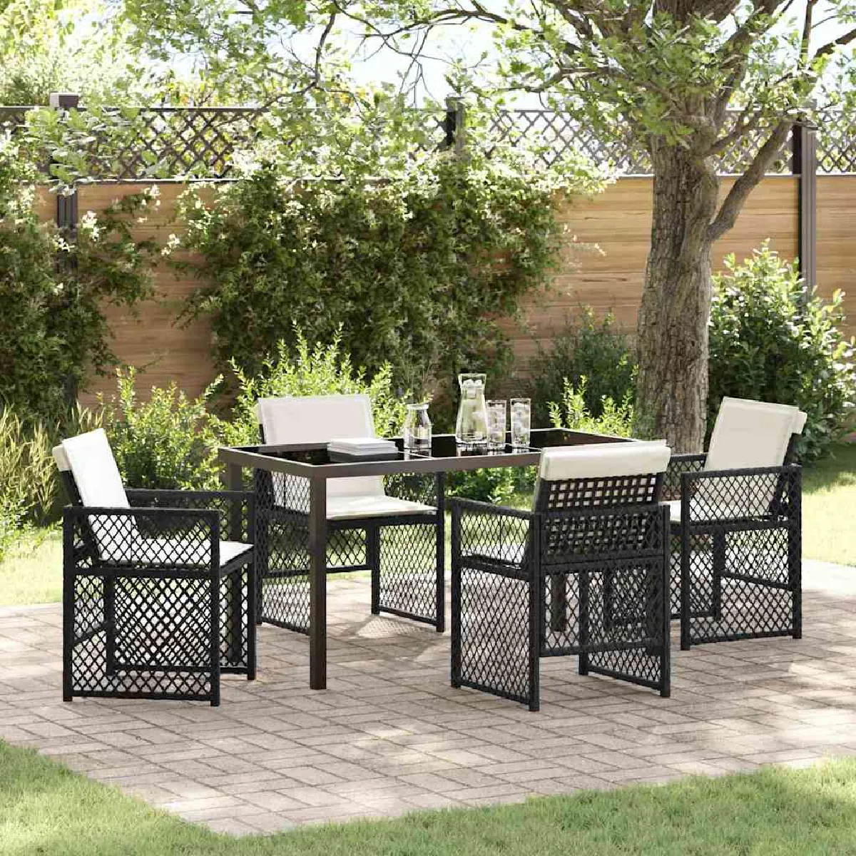VIDAXL - Ensemble table et chaises de jardin - 5 pièces - Noir - Image 2