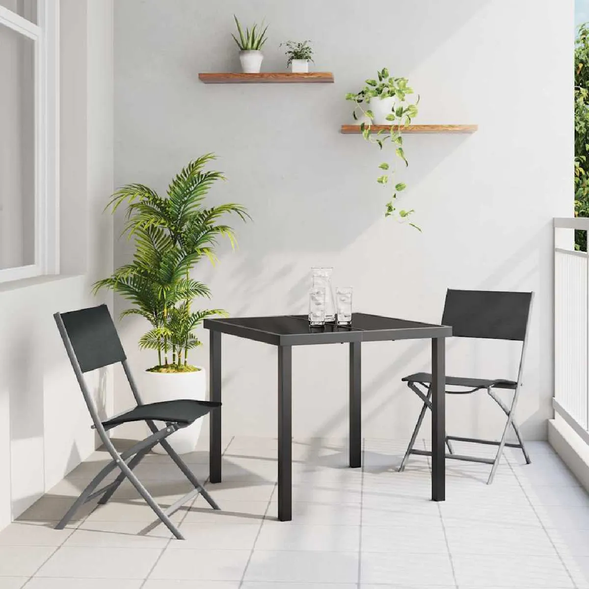 vidaXL Ensemble de salle à manger pour jardin 3 pcs Noir