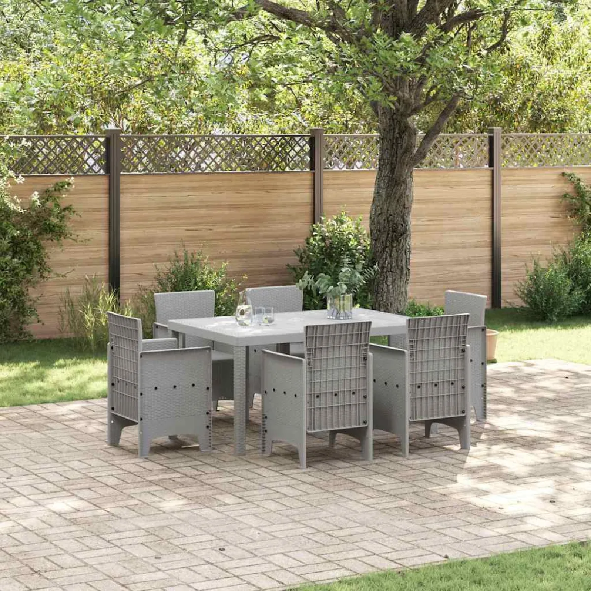 vidaXL Ensemble de salle à manger pour jardin 7 pcs Gris clair