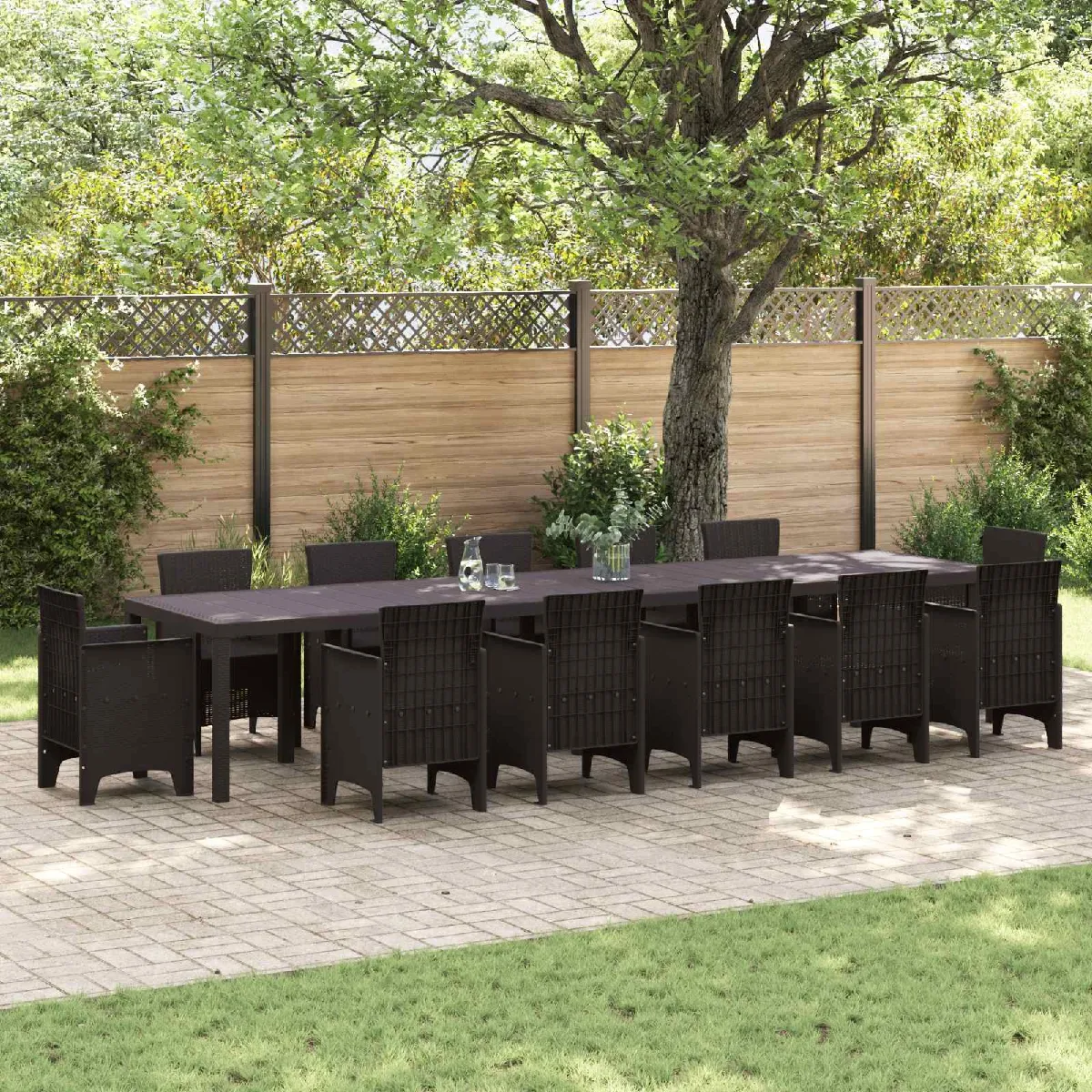 Vidaxl Marron Table De Jardin 400 X 100 X 73 Cm Polyrotin