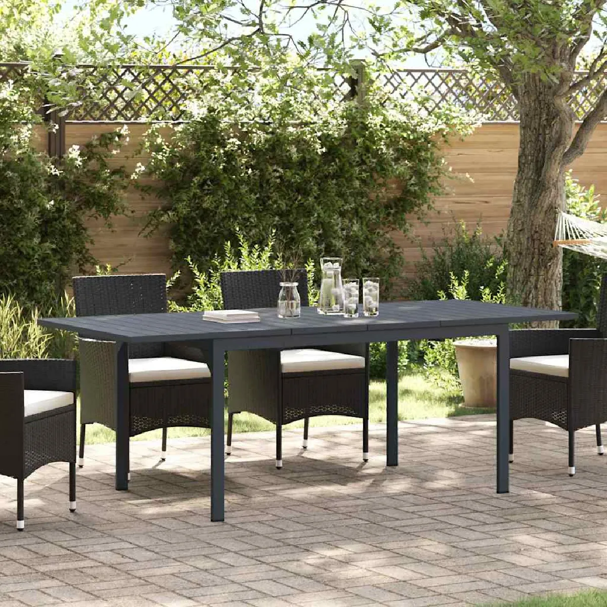 vidaXL Tables extensibles 2 pcs 210x90x73 cm Acier Table de jardin extensible 140 210 x90x73 cm Acier - vue 2