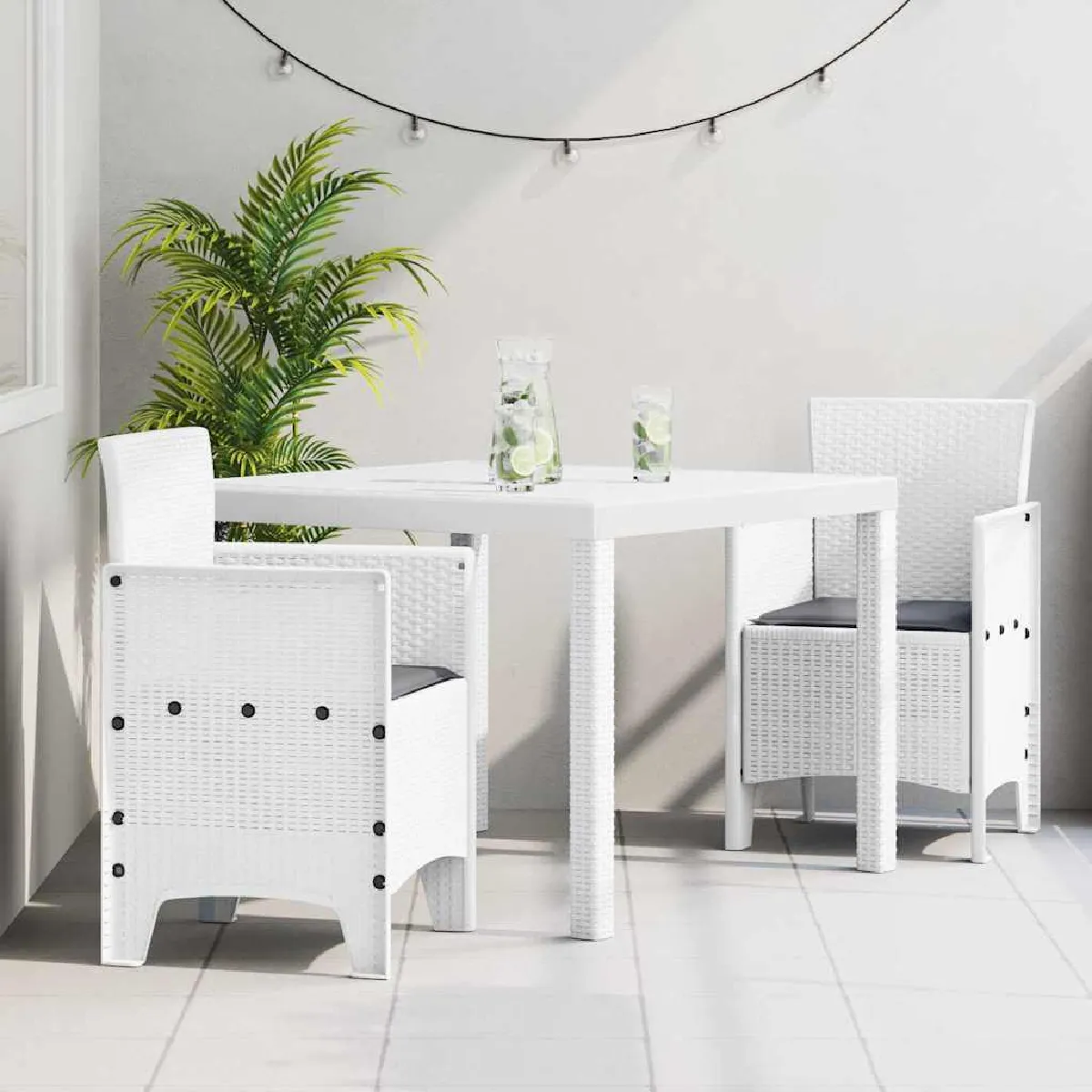 vidaXL Ensemble de salle à manger pour jardin 3 pcs Blanc