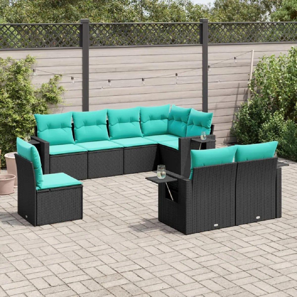 vidaXL Salon de jardin 8 pcs avec coussins résine tressée ensemble de salon ensemble de salon dextérieur 3186785 - vue 6