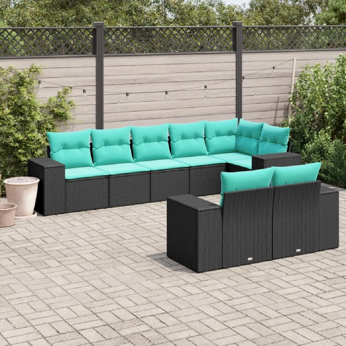 vidaXL Salon de jardin 8 pcs avec coussins résine tressée ensemble de salon ensemble de salon dextérieur 3186785 - vue 3