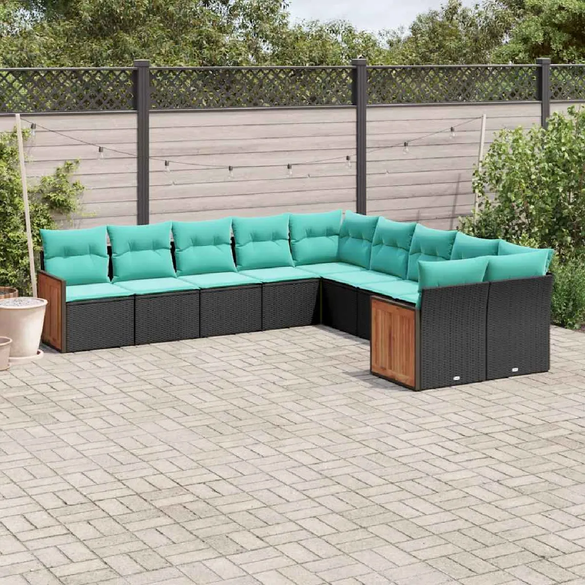 Vidaxl vidaXL Salon de jardin 10 pièces avec coussins - vue 10