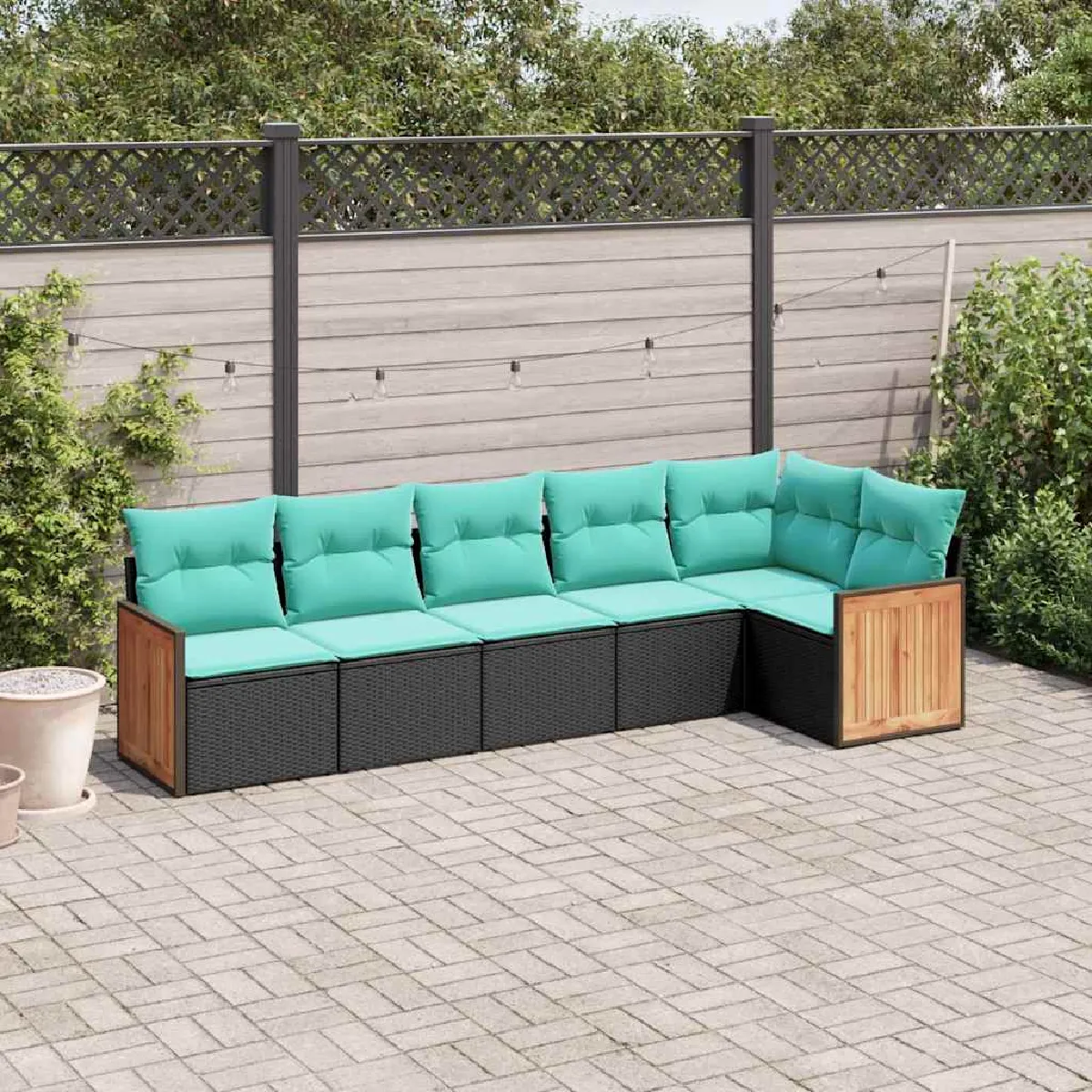 vidaXL Salon de jardin 6 pcs avec coussins résine tressée