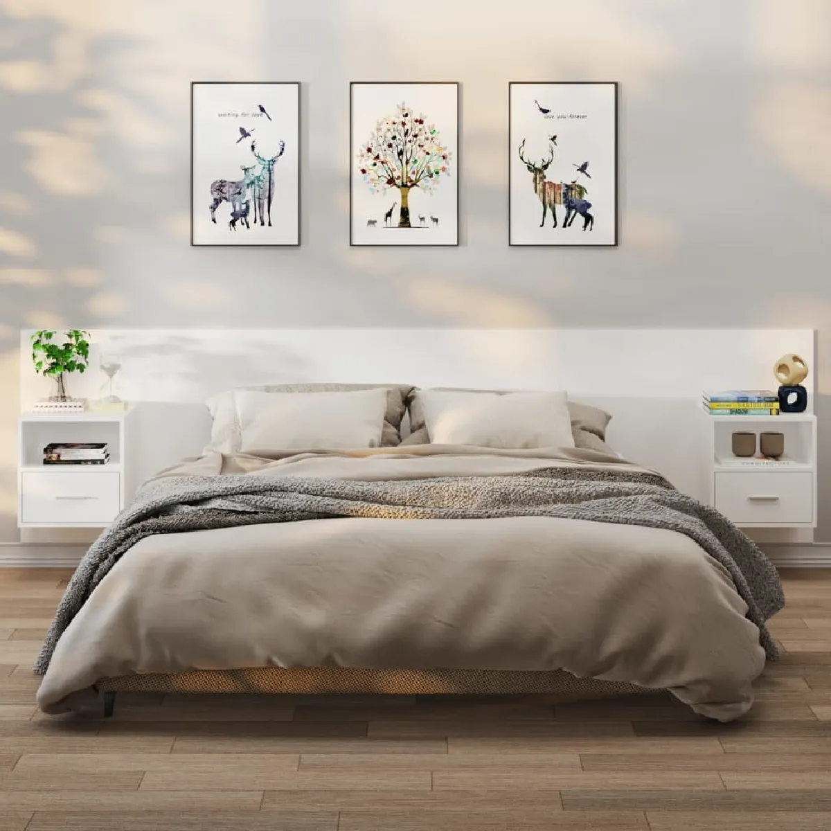 Vidaxl Blanc Tables De Chevet Murales 2 Pcs - Image 2
