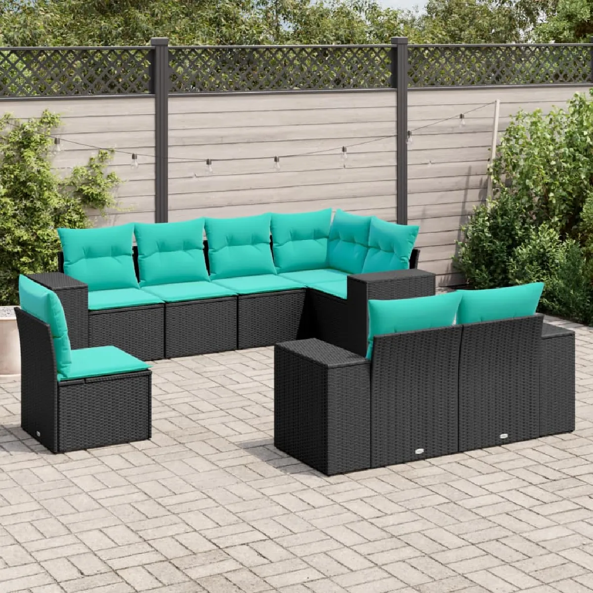 vidaXL Salon de jardin 8 pcs avec coussins résine tressée ensemble de salon ensemble de salon dextérieur 3186785 - vue 9