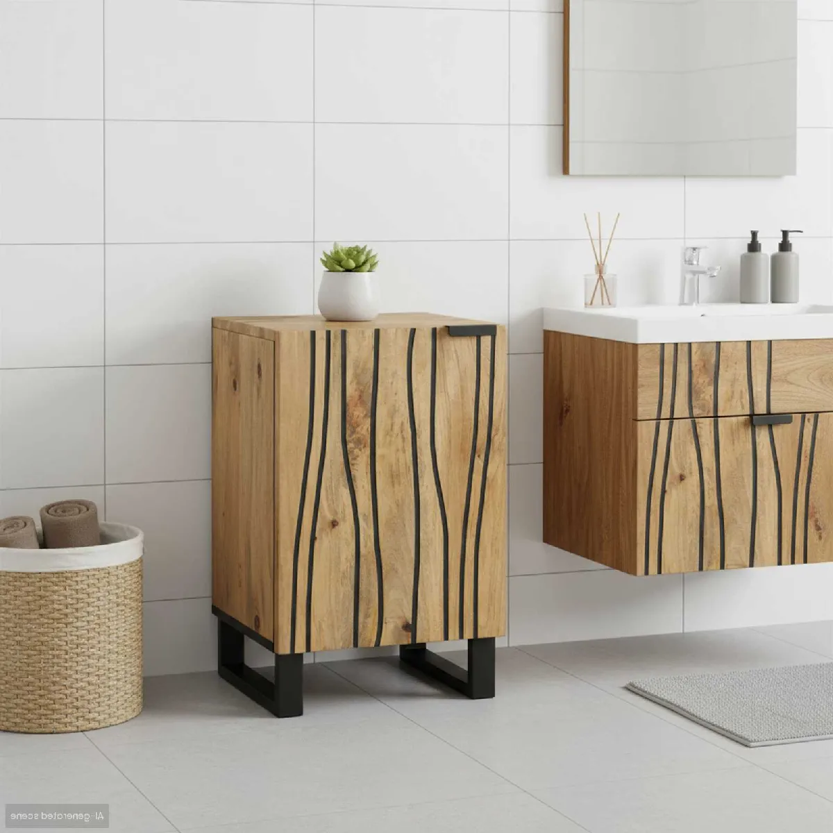 vidaXL Meuble de Salle de Bain 38x33.5x58 cm en Bois de Manguier - vue 3
