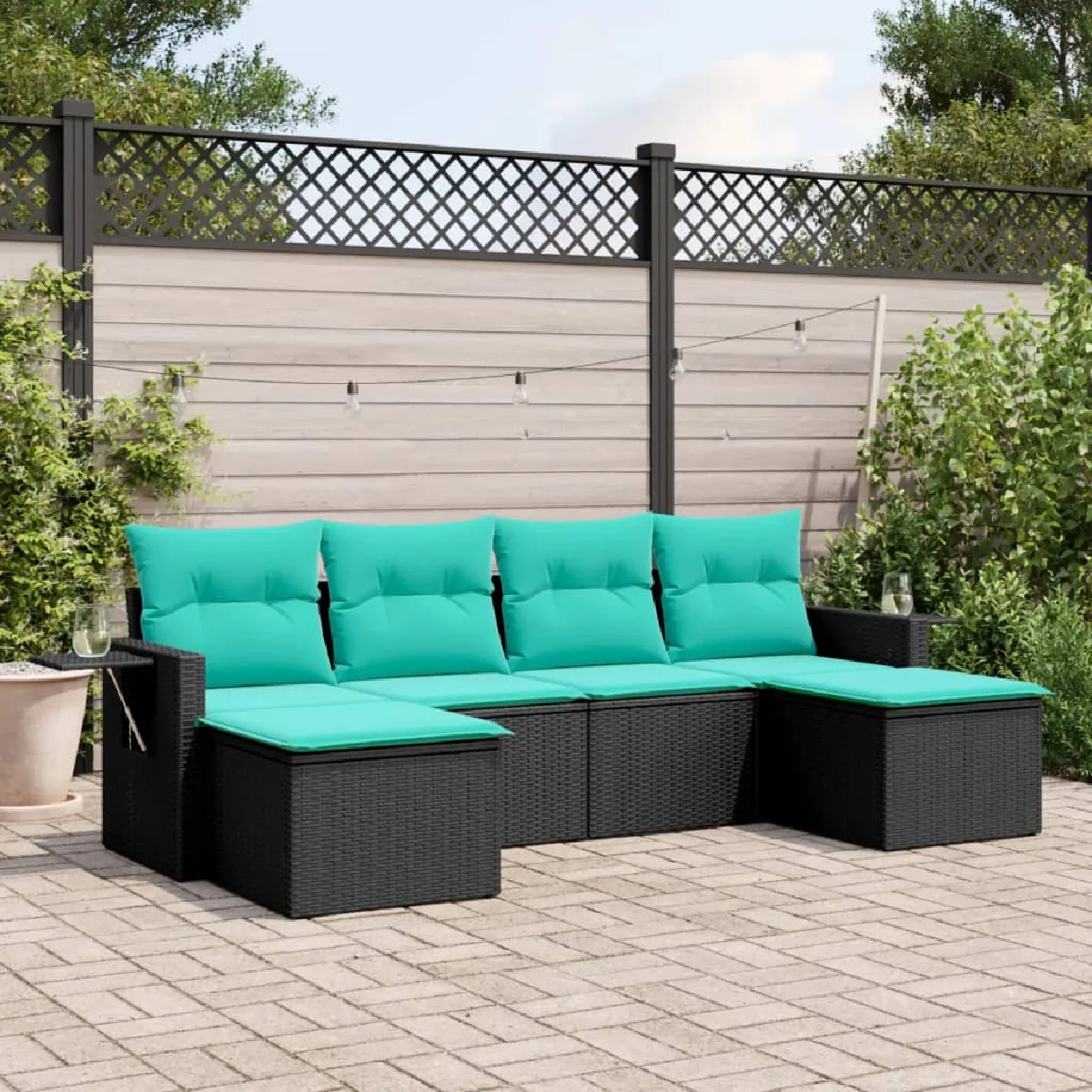 vidaXL Salon de jardin 6 pcs avec coussins résine tressée - vue 10