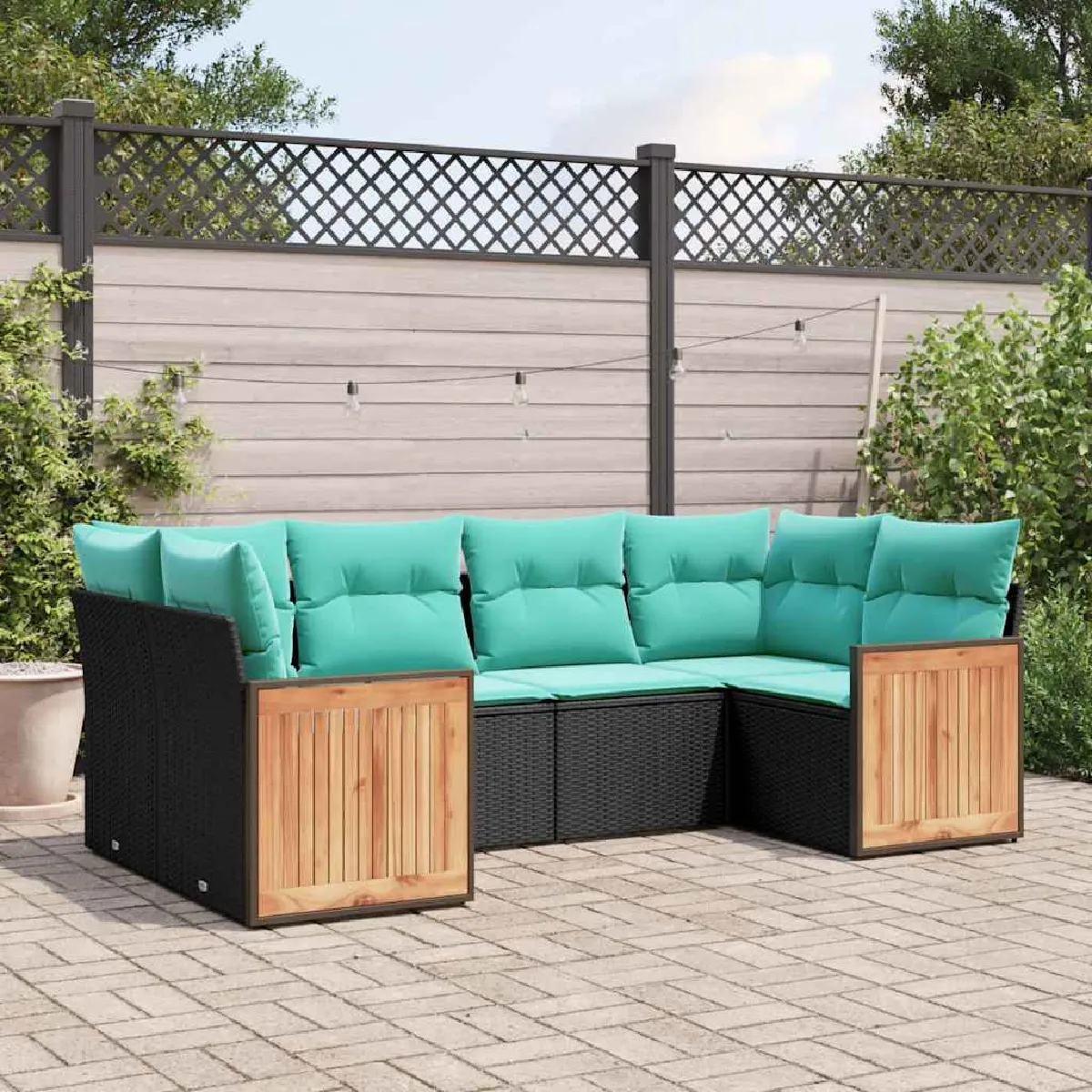 vidaXL Salon de jardin 6 pcs avec coussins résine tressée - vue 8