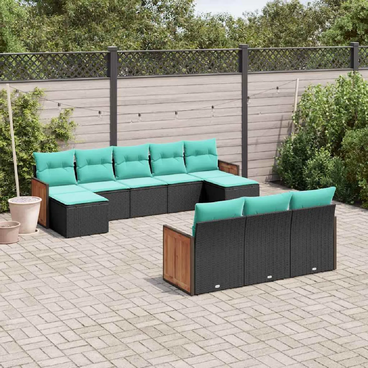 Vidaxl vidaXL Salon de jardin 10 pièces avec coussins - vue 2