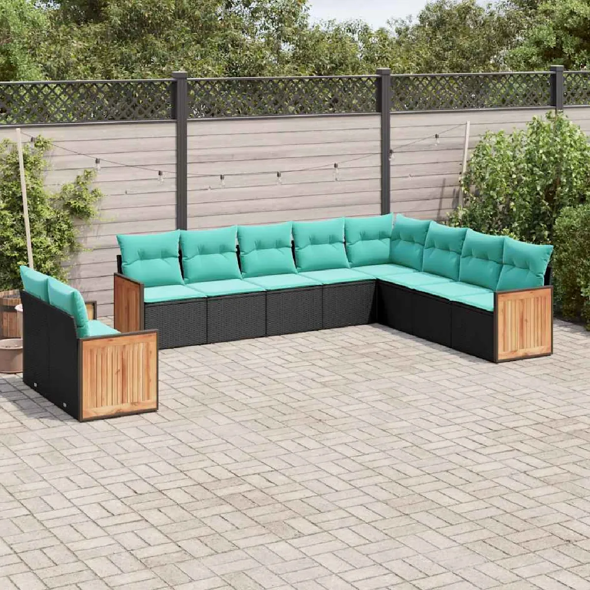 Vidaxl vidaXL Salon de jardin 10 pièces avec coussins - vue 6