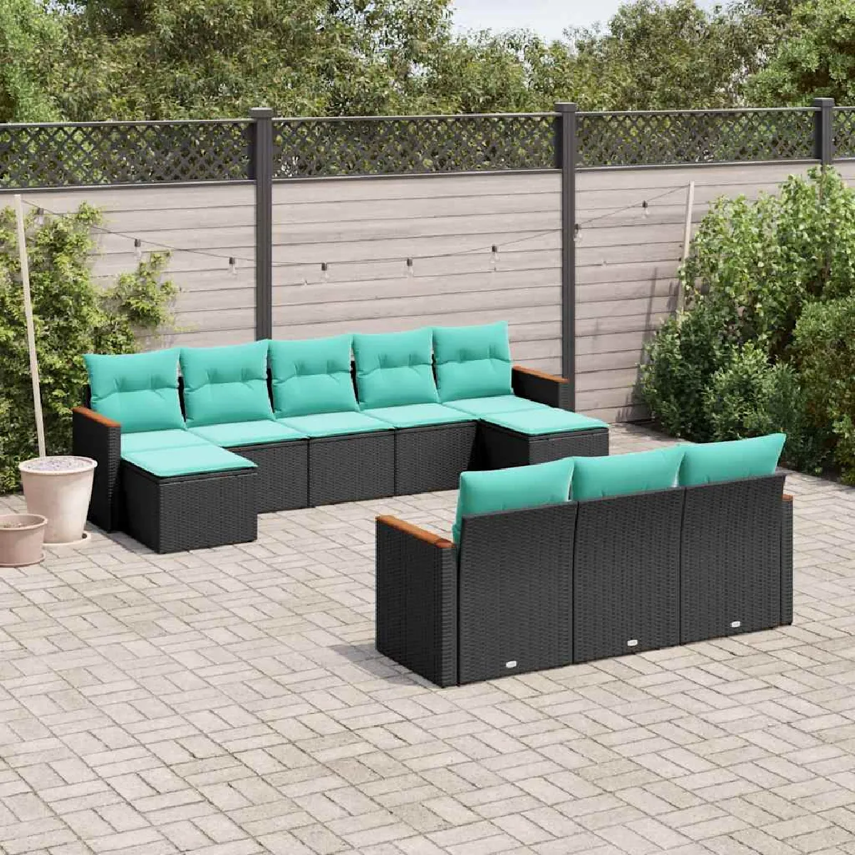 Vidaxl vidaXL Salon de jardin 10 pièces avec coussins - vue 5