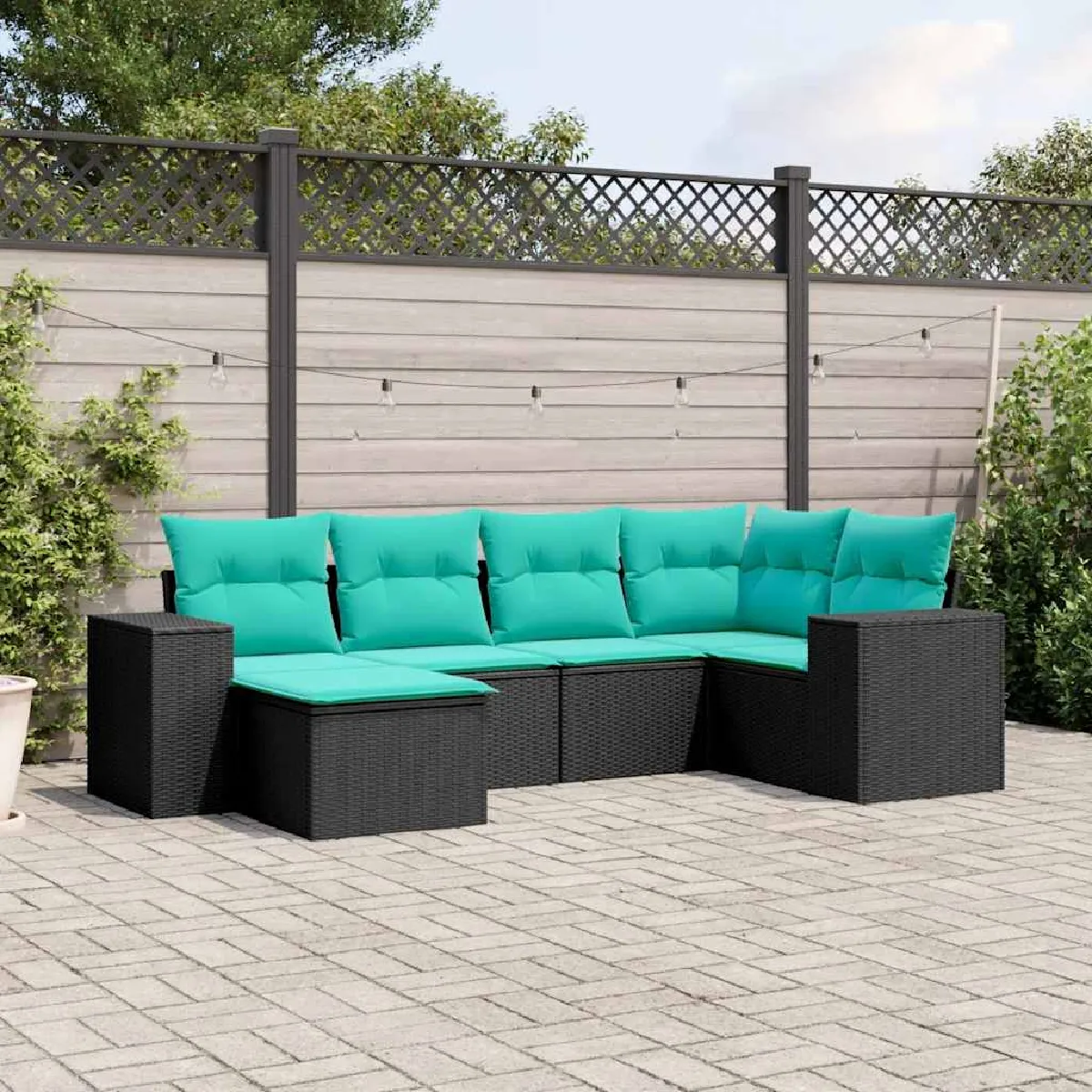 vidaXL Salon de jardin 6 pcs avec coussins résine tressée - vue 4