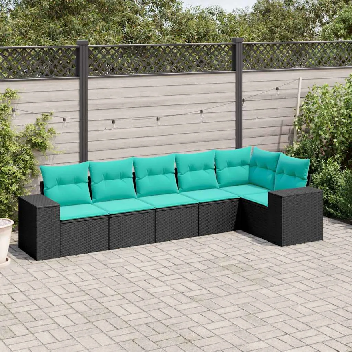 vidaXL Salon de jardin 6 pcs avec coussins résine tressée - vue 5
