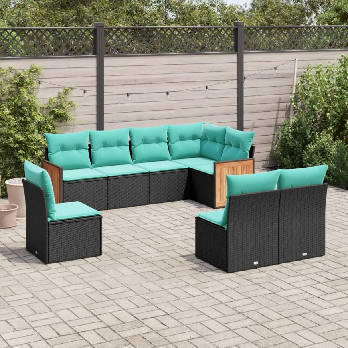 vidaXL Salon de jardin 8 pcs avec coussins résine tressée ensemble de salon ensemble de salon dextérieur 3186785 - vue 10