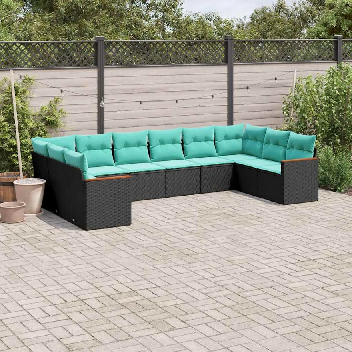 Vidaxl vidaXL Salon de jardin 10 pièces avec coussins - vue 3